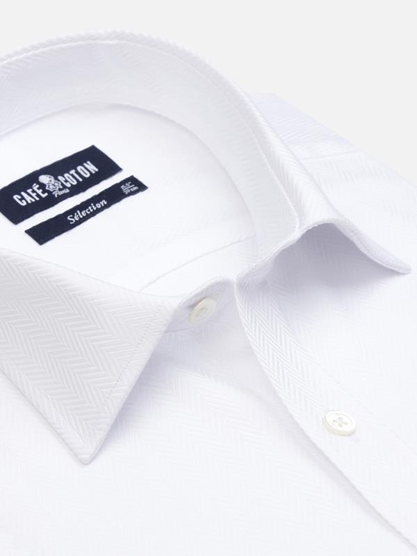 Royal herringbone slim fit shirt - White