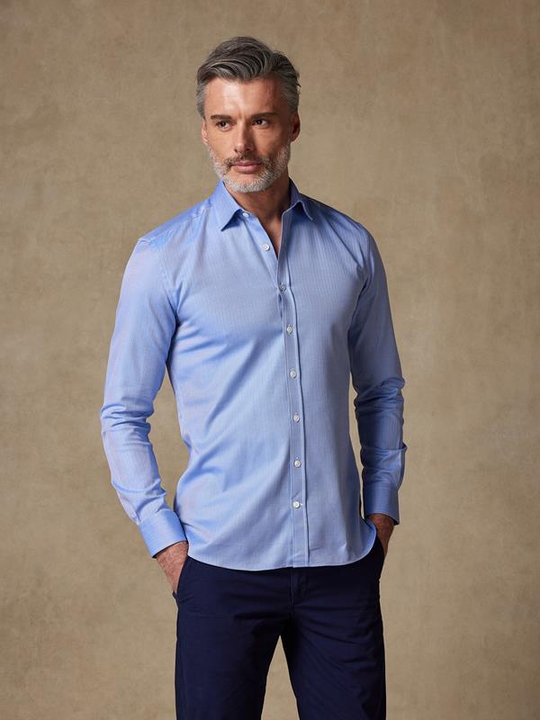 Maxwell royal herringbone blue slim fit shirt