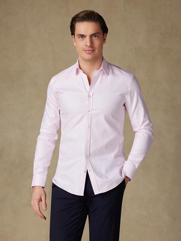 Slank overhemd in roze vlecht