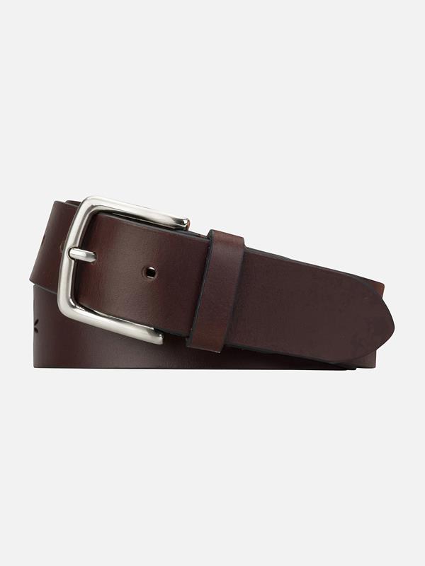 Dark brown leather belt with pattern