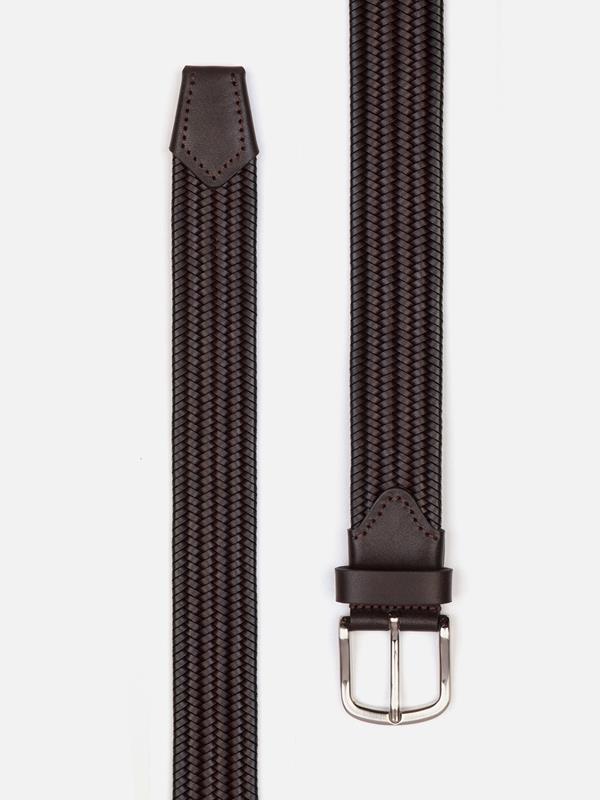 Chocolate plaited leather belt