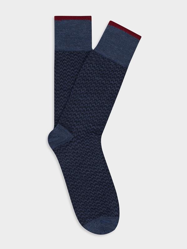 Bauer sokken in blauw visgraatmotief
