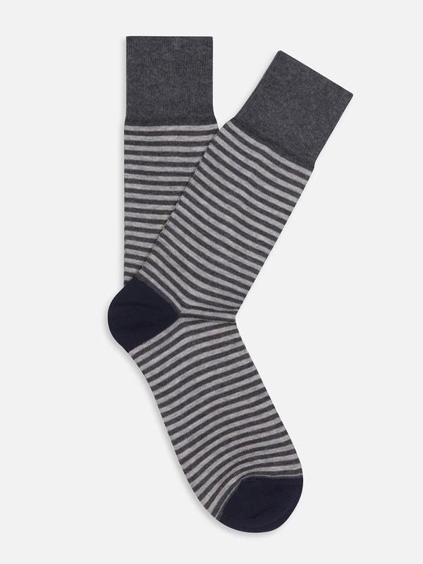 Striped anthracite cotton socks