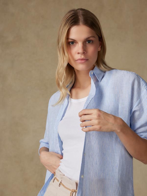 Coby linen shirt with striped linen 
