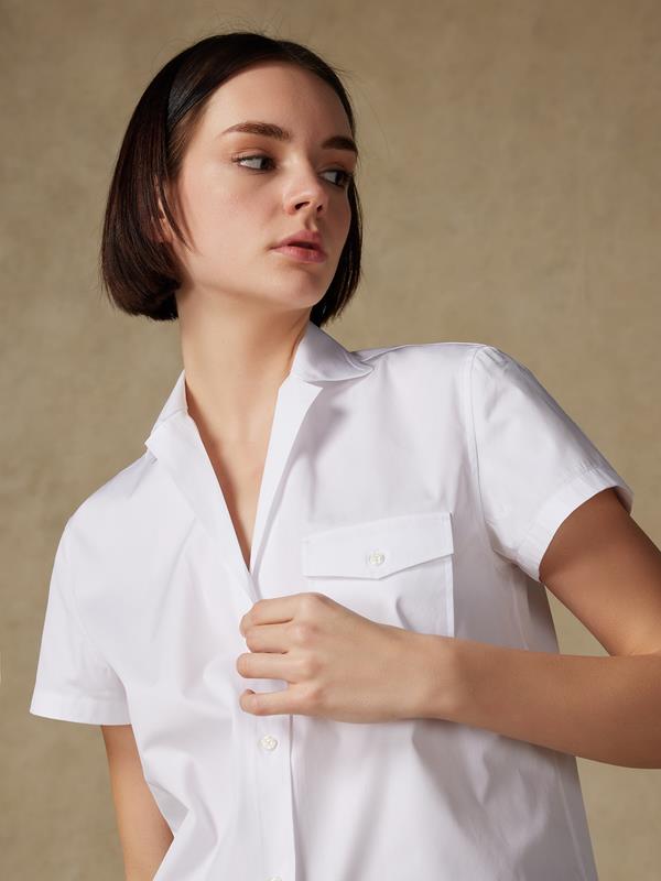 Salina camisa de lino popelín blanco