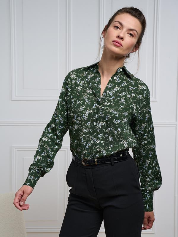 Albane khaki shirt with floral print