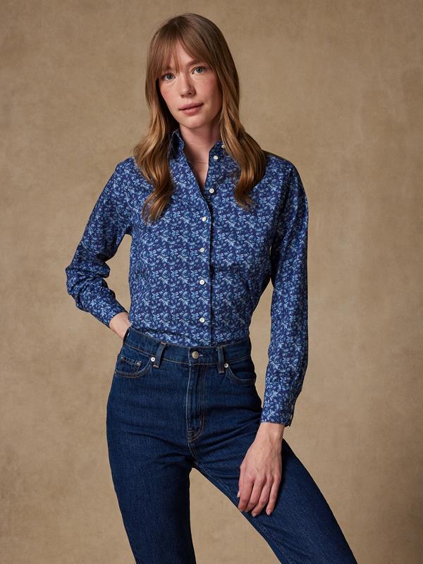 Albane navy shirt with floral print