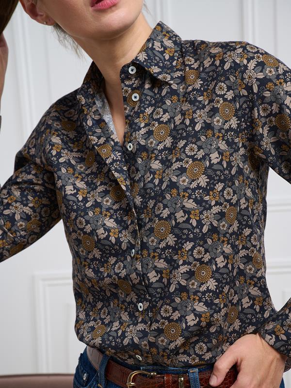 Albane navy blue shirt with floral print