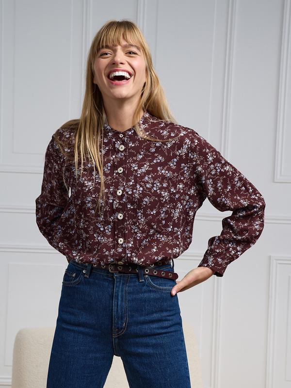 Janice garnet shirt with floral print
