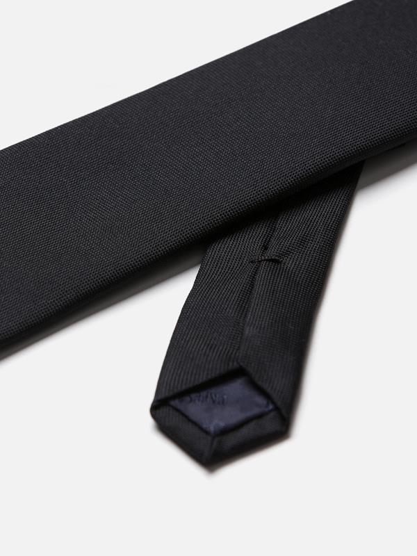Black silk braided micro tie