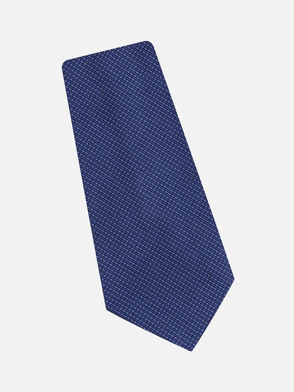 Cravate en soie à motifs natté bleu