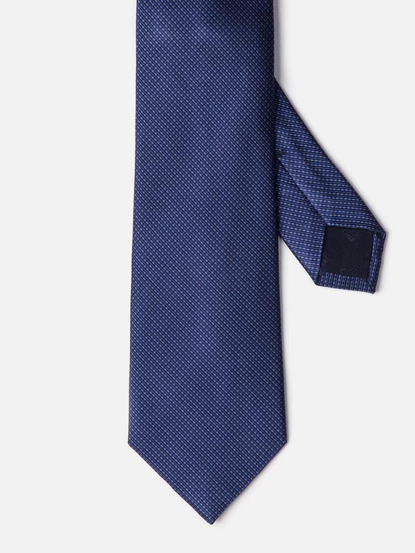 Cravate en soie à motifs natté bleu