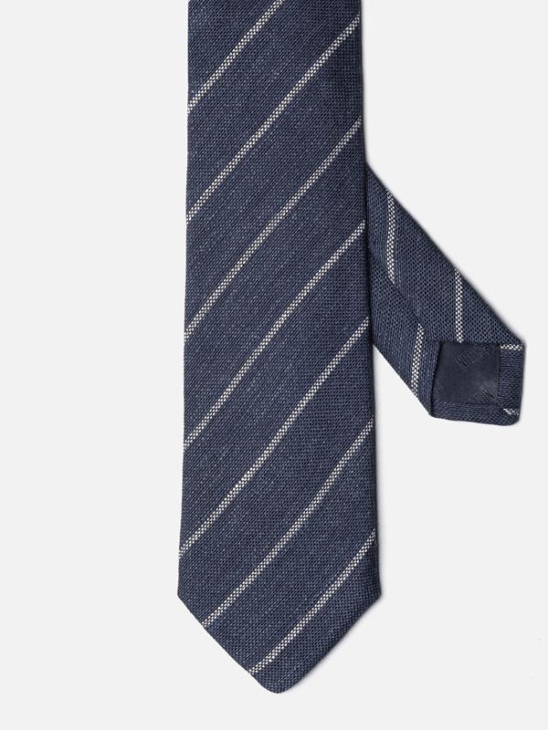Cravate en soie à rayures contrastées 