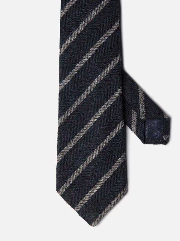 Wollen met grijze strepen stropdas 