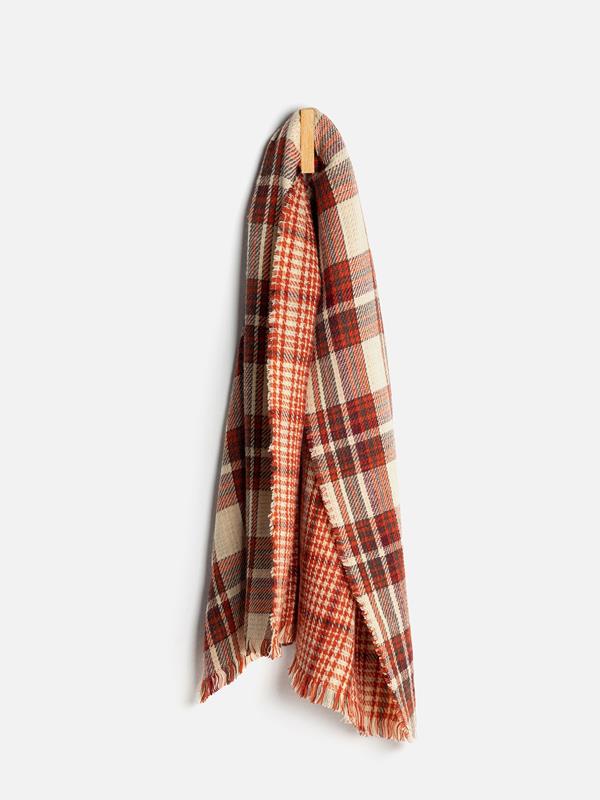 Alaska sjaal met dubbele vlakken en karmijnrode tartans
