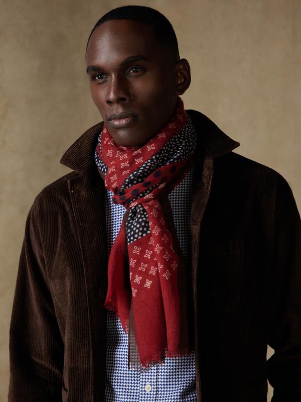 Toscane Karmijn patchwork sjaal