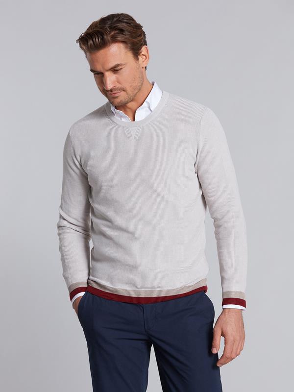 Pull col rond sable