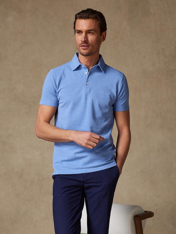 Heritage Polo in mottled sky blue pique