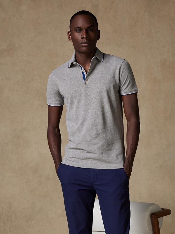 Swan polo shirt in mottled grey pique