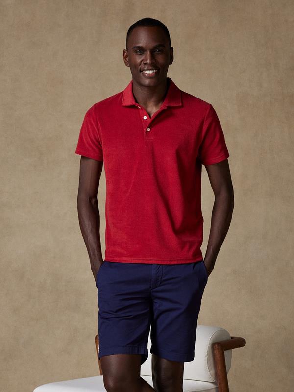 Terry polo in red terry cloth
