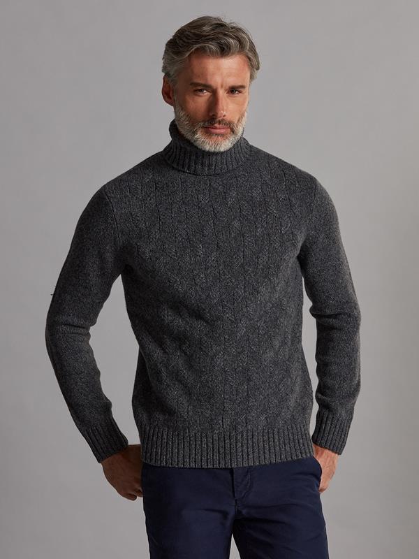 Bolton structured turtleneck in anthracite lambswool