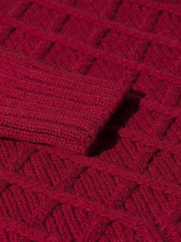 Jersey de punto con cuello redondo irlandés rojo de lana de cordero