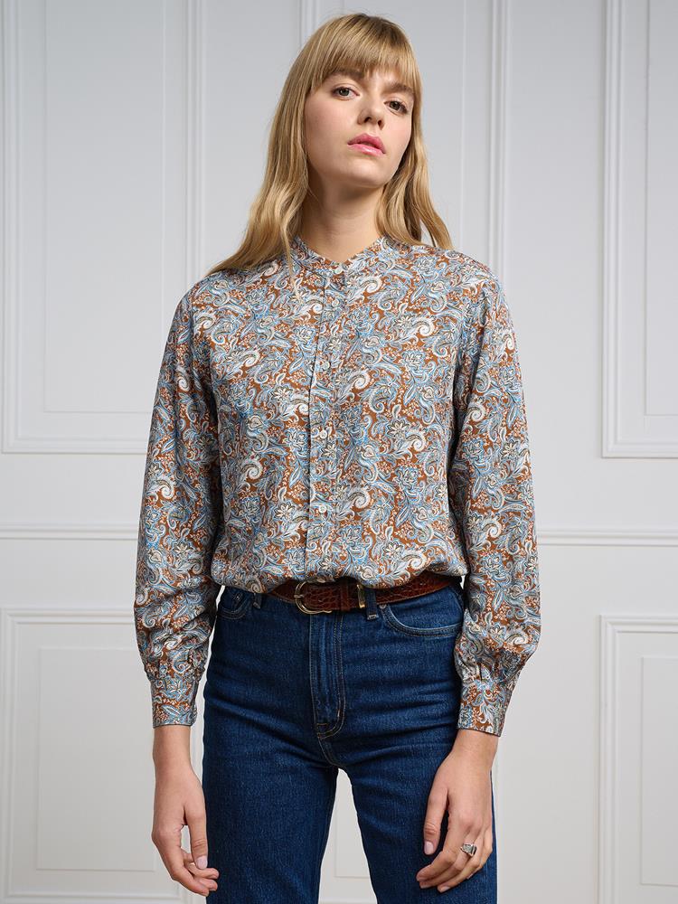 Helene camel shirt with floral print
