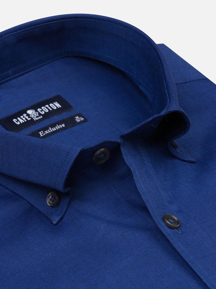 Bob blue micro-oxford shirt - Button-down collar