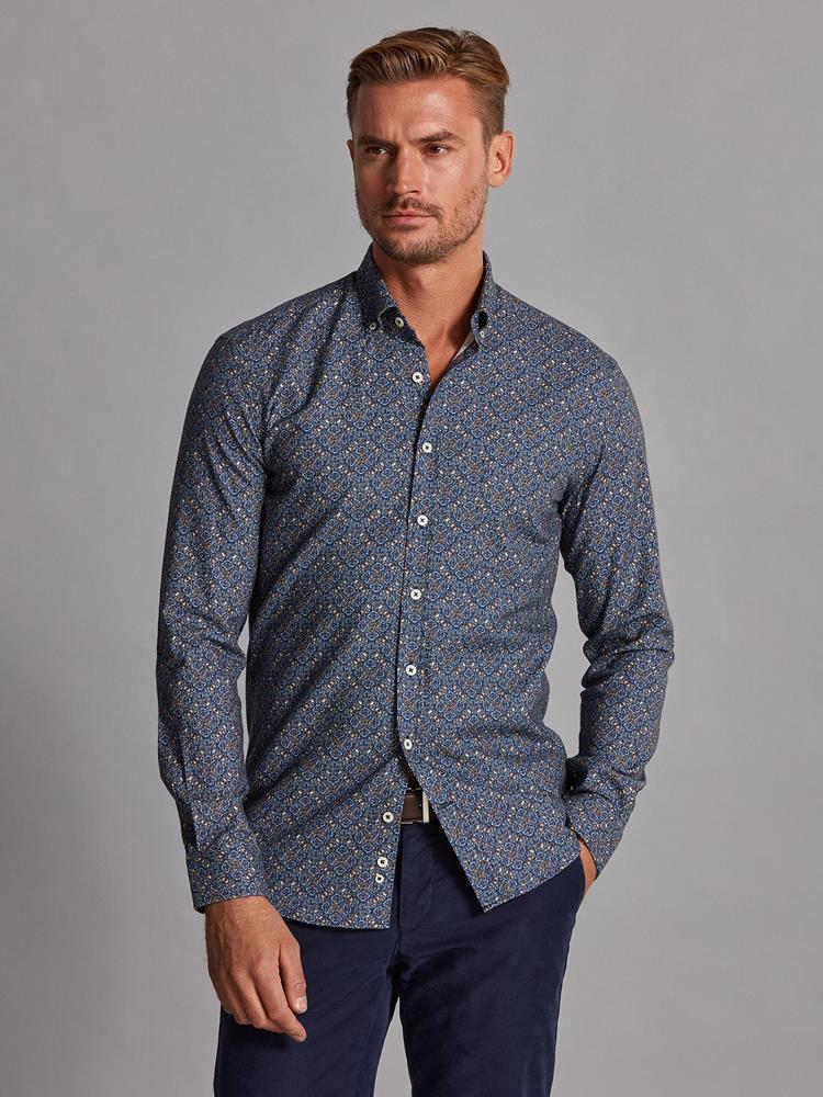 Casper flannel shirt with floral print - Button-down collar