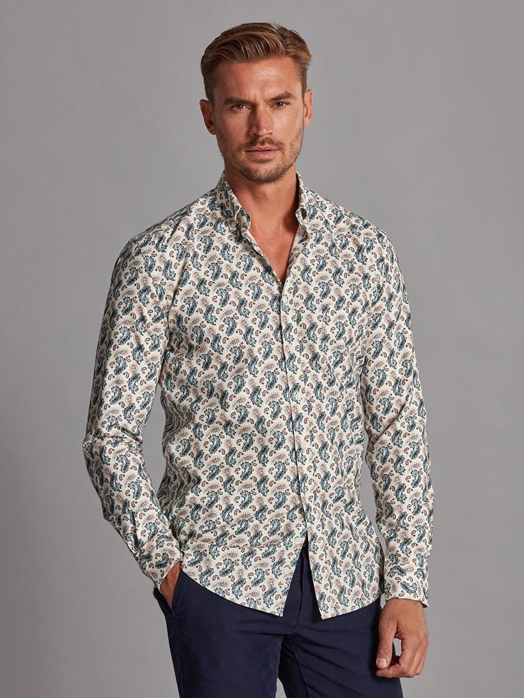 Darius paisley flannel shirt - Button-down collar