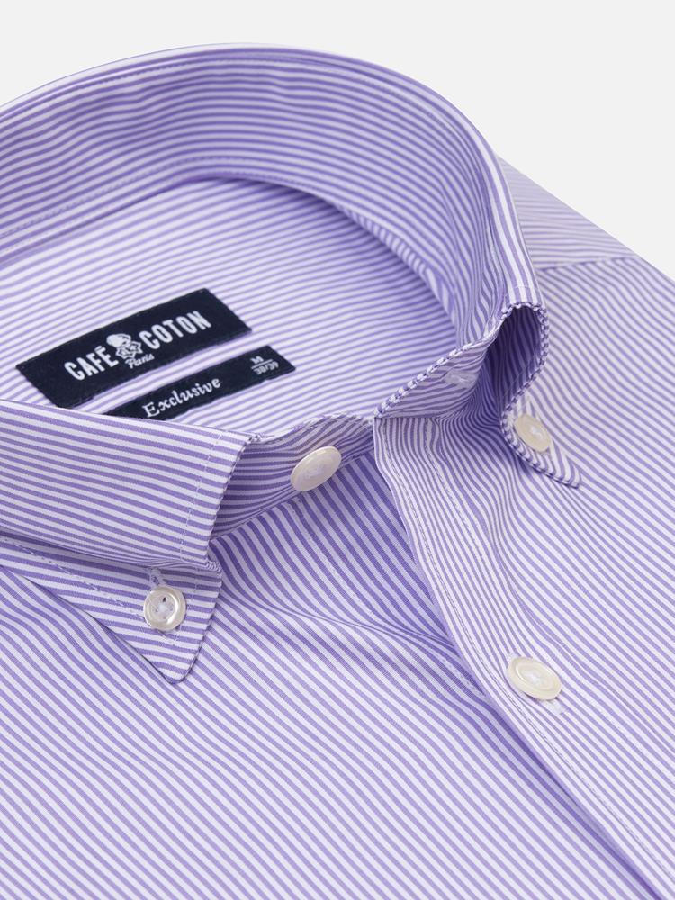 Menthon parma violet striped slim fit shirt - Button-down collar