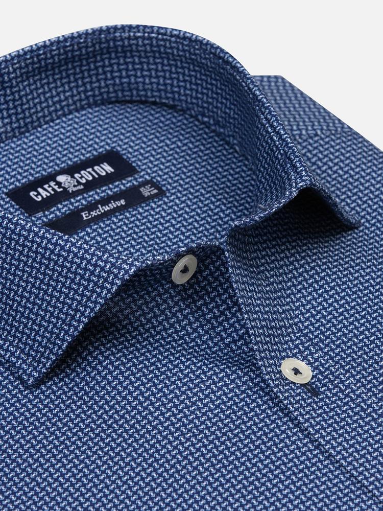 Dan navy blue shirt with printed pattern 