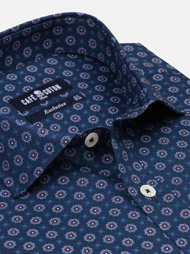 Elton navy shirt with printed pattern