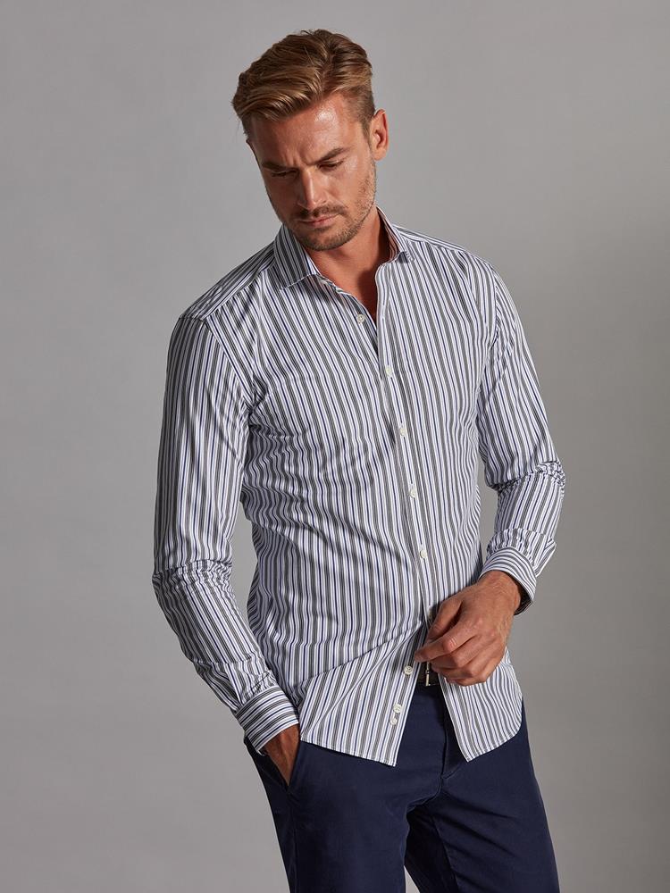 Riley navy and grey striped shirt