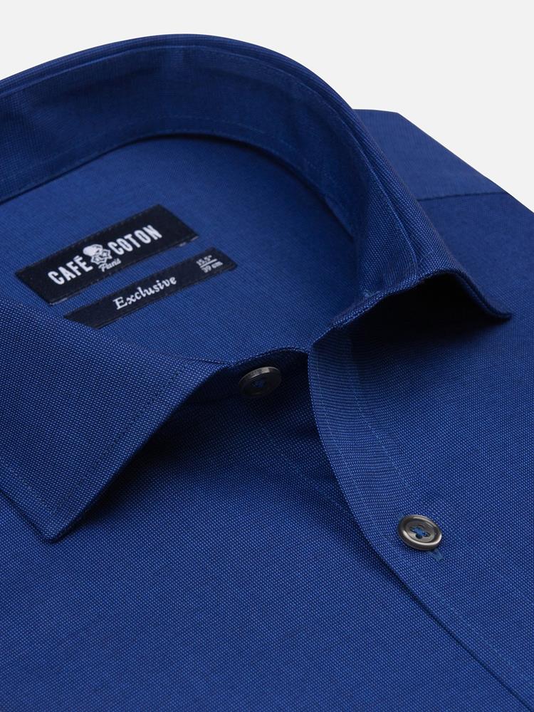 Bob navy blue micro-oxford slim fit shirt
