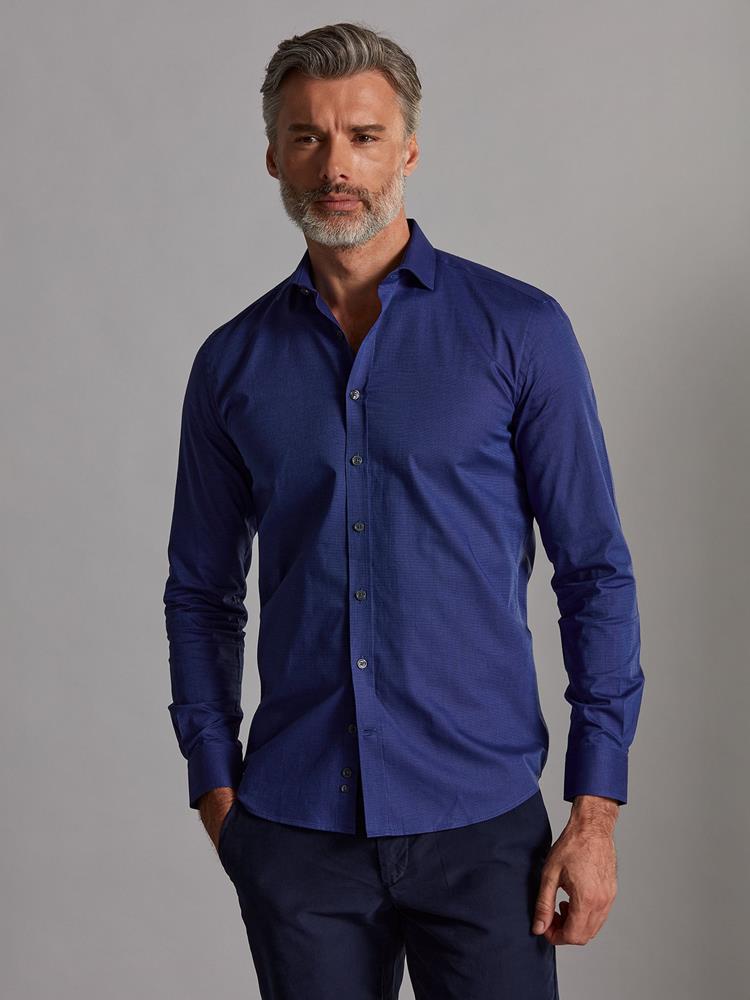 Bob navy blue micro-oxford slim fit shirt