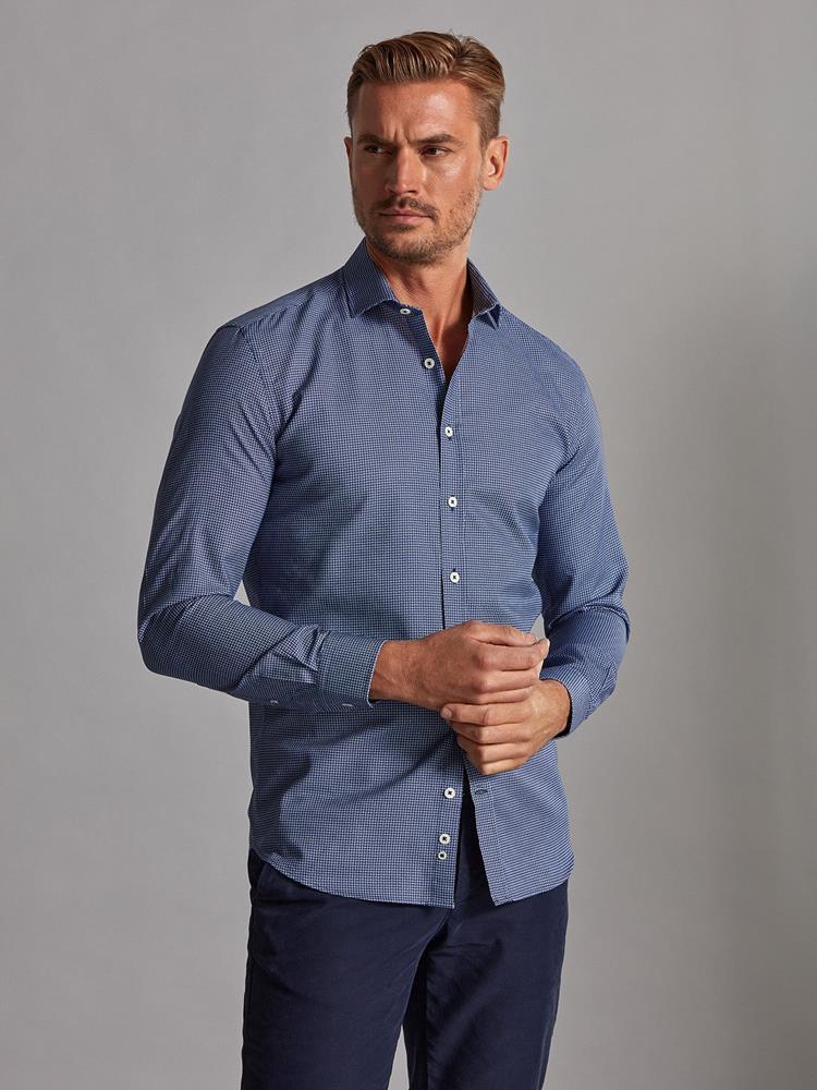 Dan navy blue slim fit shirt with printed pattern 