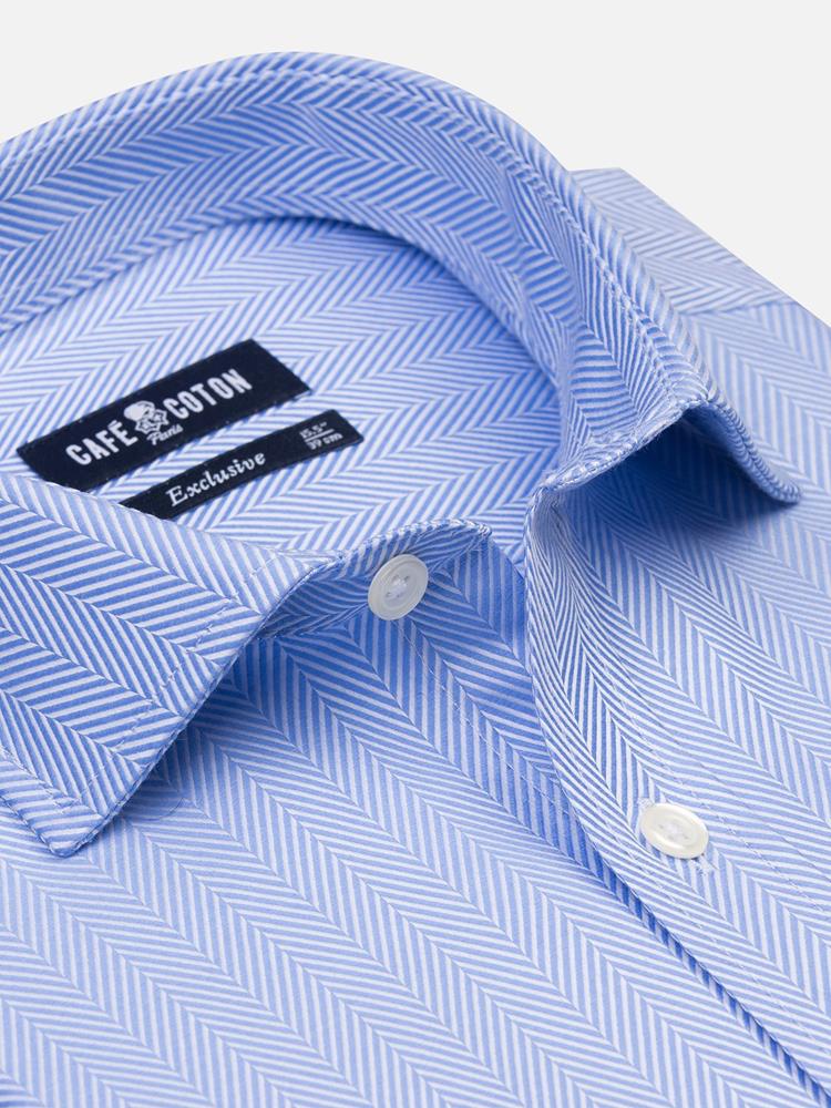 Come sky blue striped slim fit shirt - Extra long sleeves