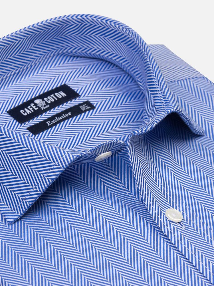 Come blue striped slim fit shirt - Extra long sleeves