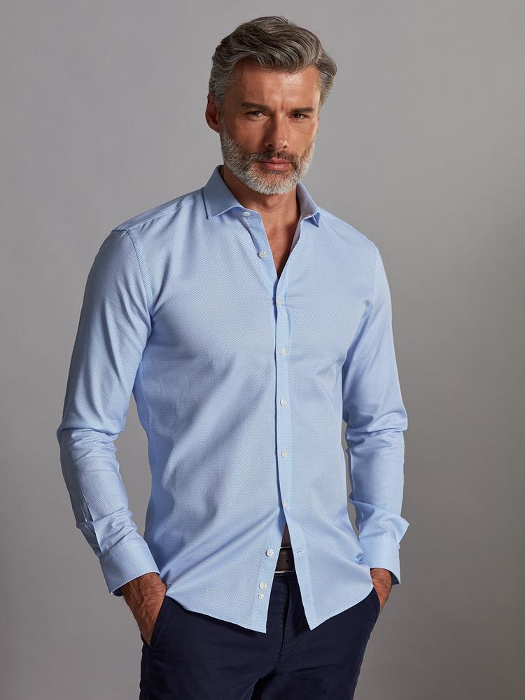 Finn slim fit shirt with sky blue printed pattern - Extra long sleeves