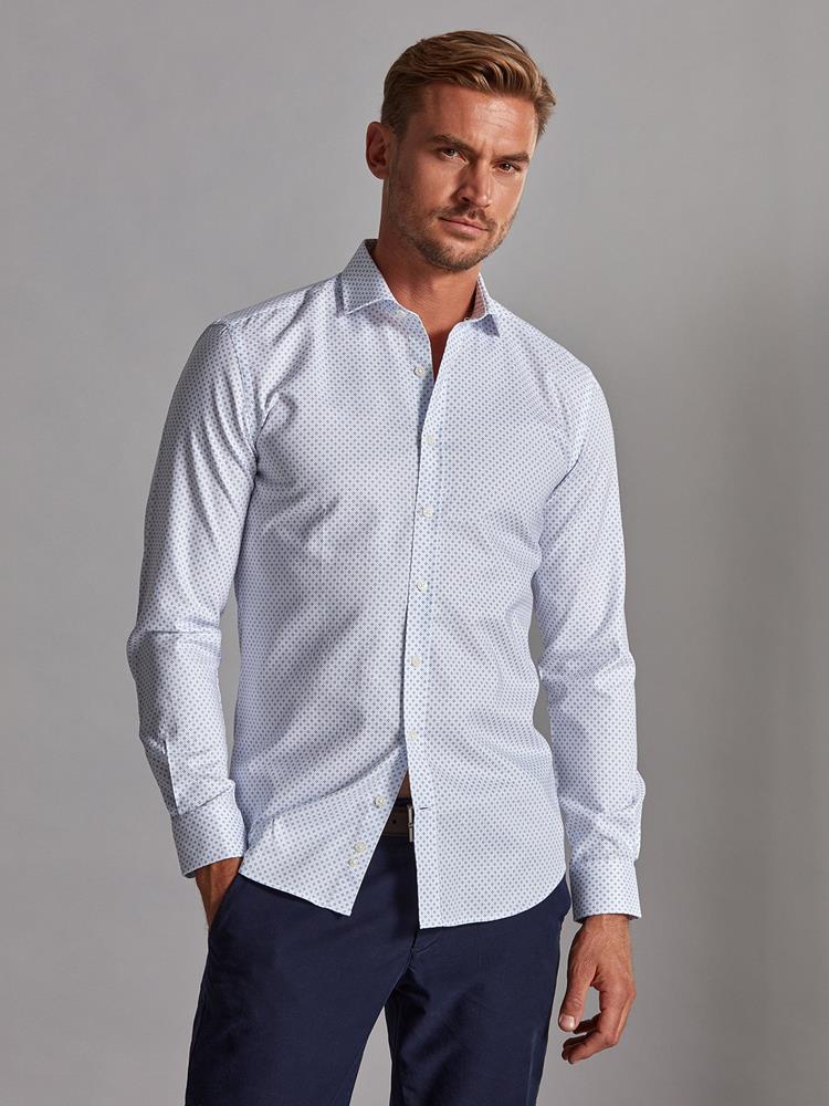 Grant slim fit shirt with sky blue print pattern - Small collar