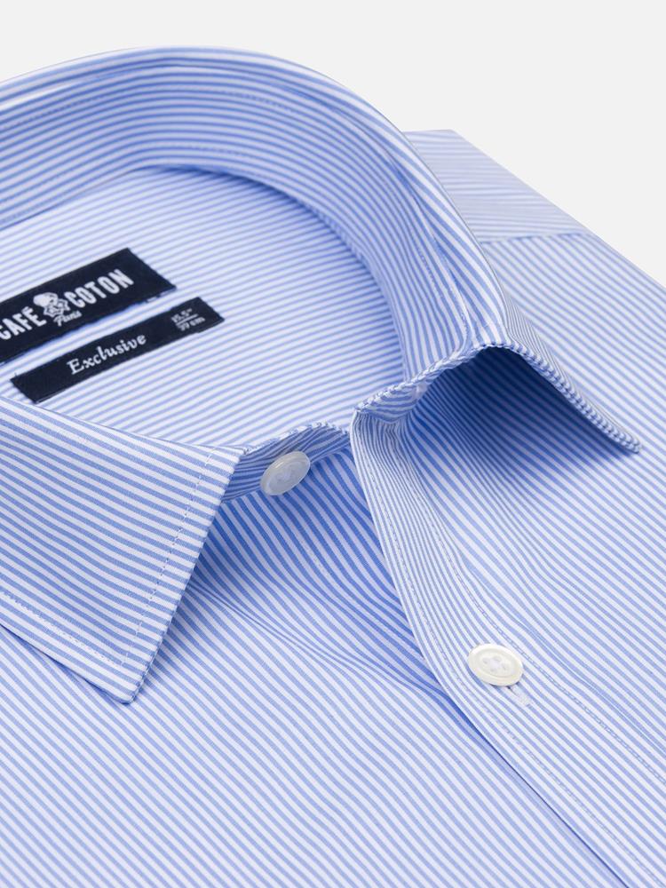 Menthon sky blue striped slim fit shirt - Small collar