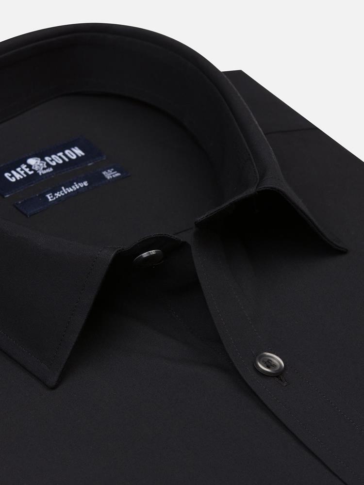 Black poplin slim fit shirt - Small collar