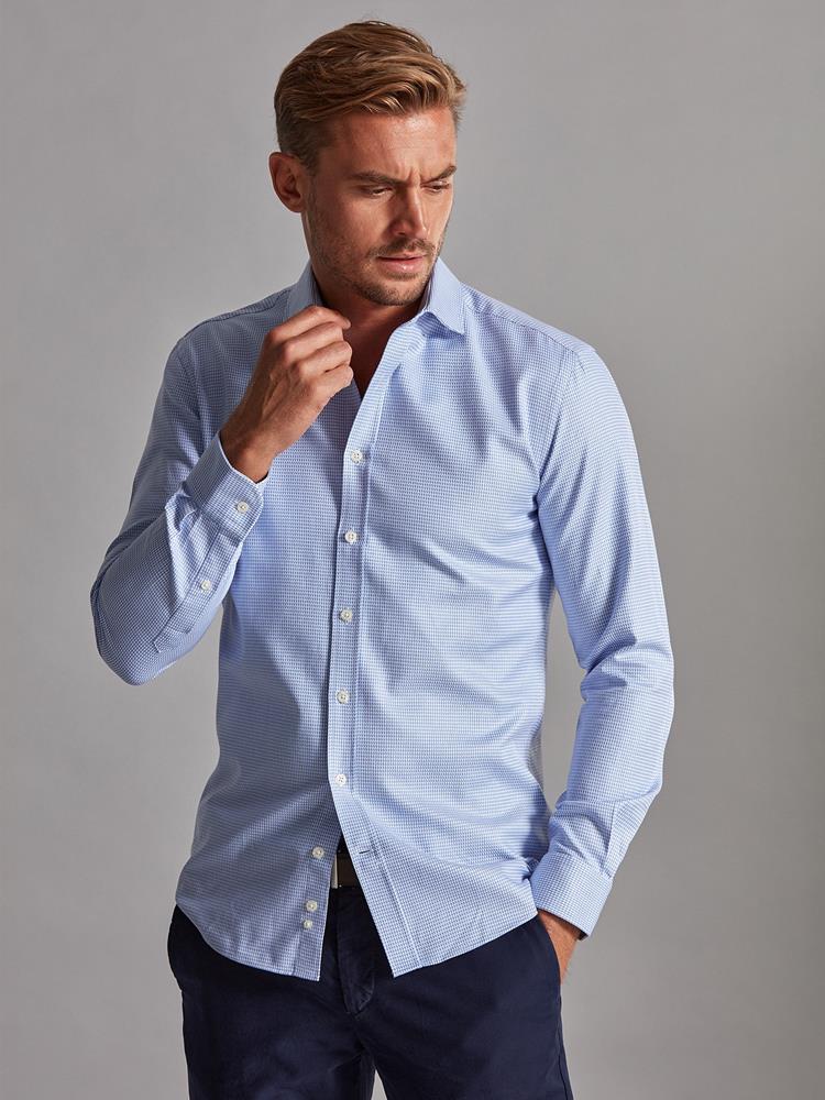 Willy sky blue twill slim fit shirt - Small collar
