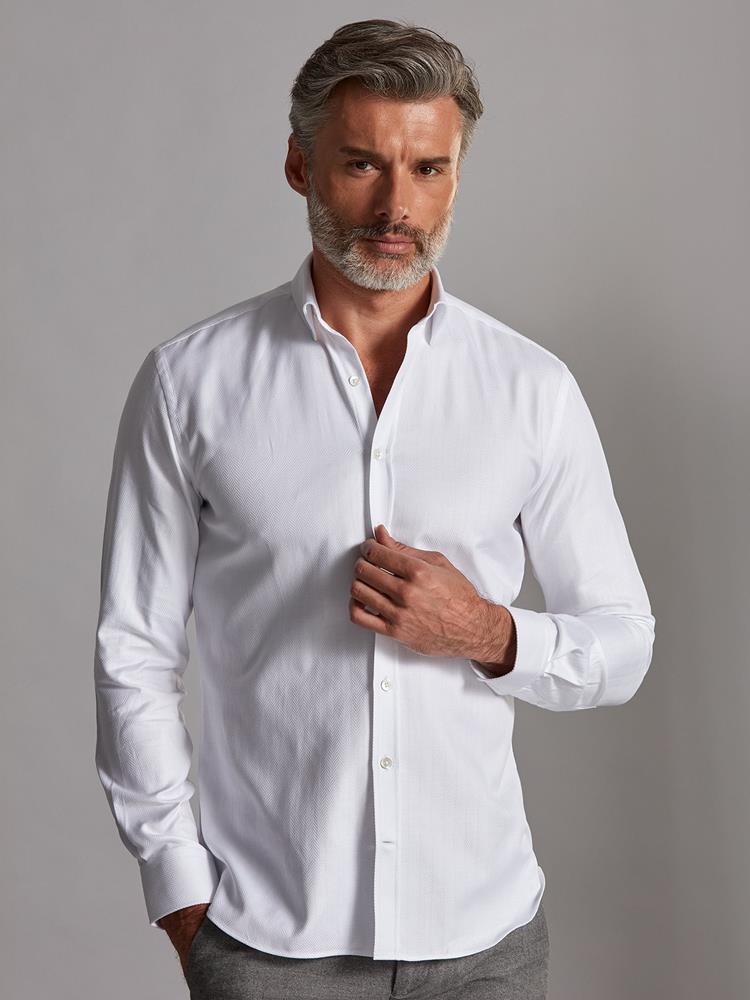 Kirk royal white herringbone slim fit shirt