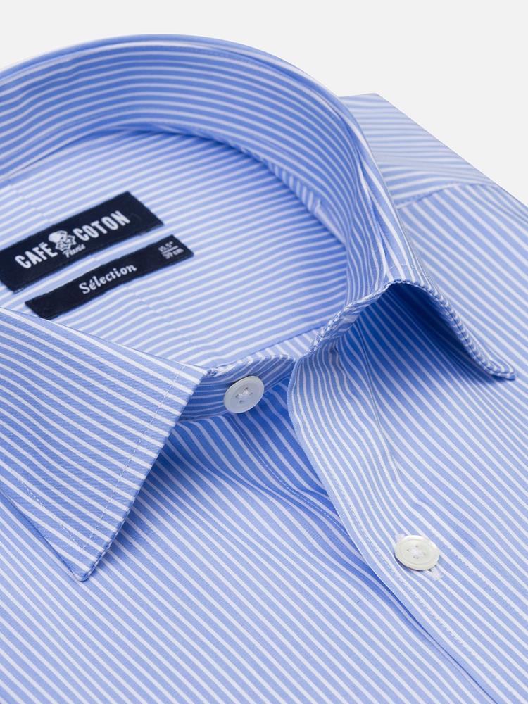 Samy sky blue striped slim fit shirt