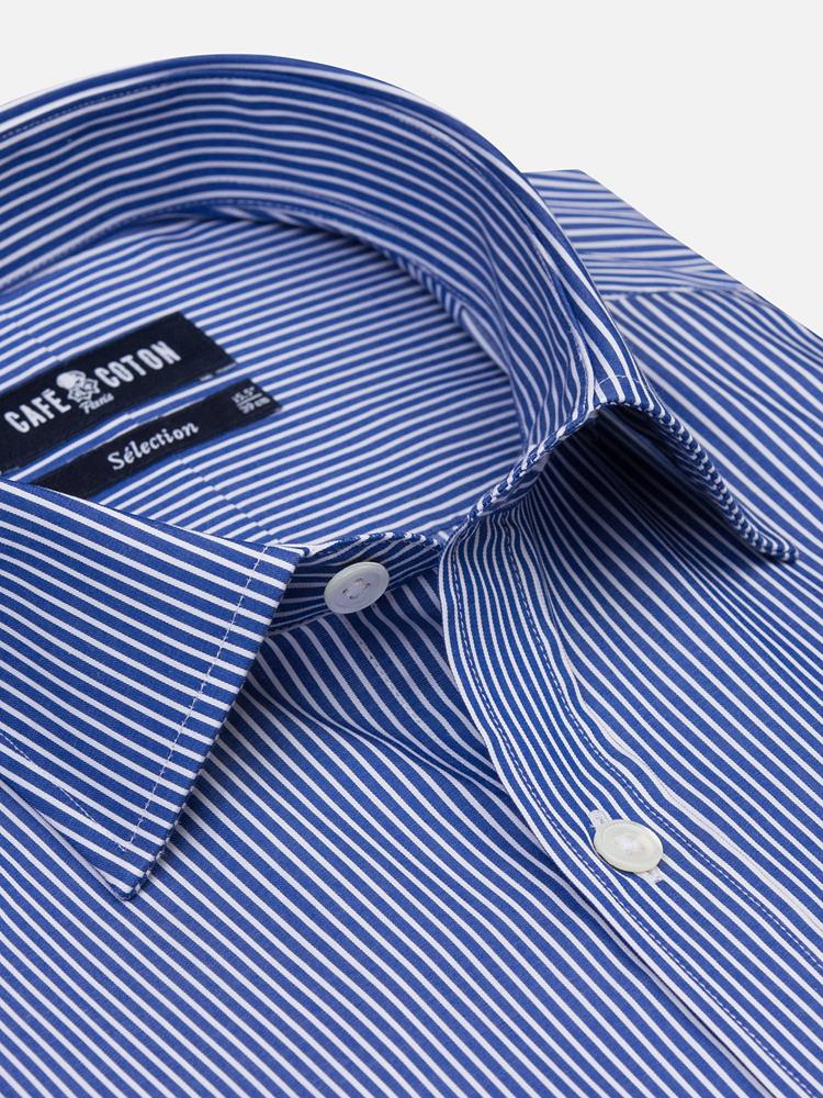 Samy navy blue striped slim fit shirt