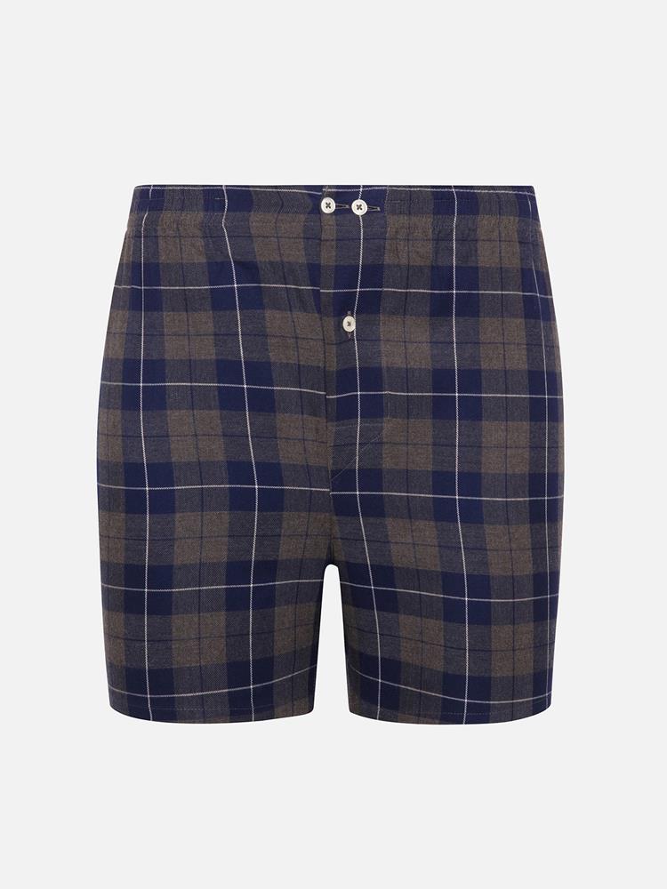 Devin flannel boxer shorts with navy blue checks