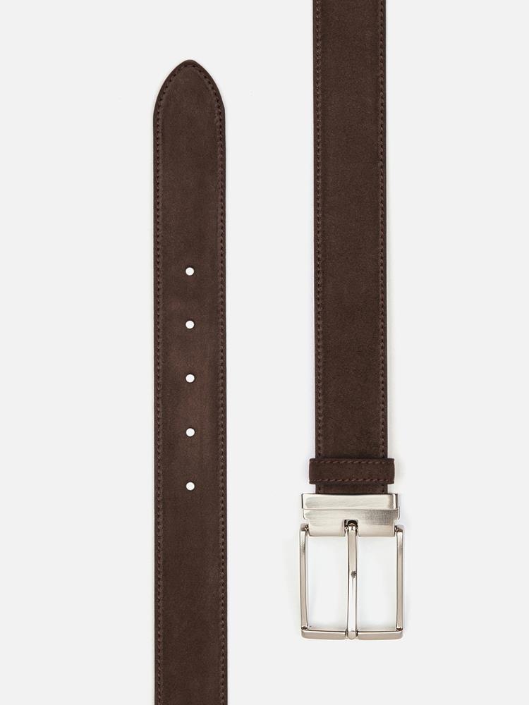 Chocolate brown suede leather belt