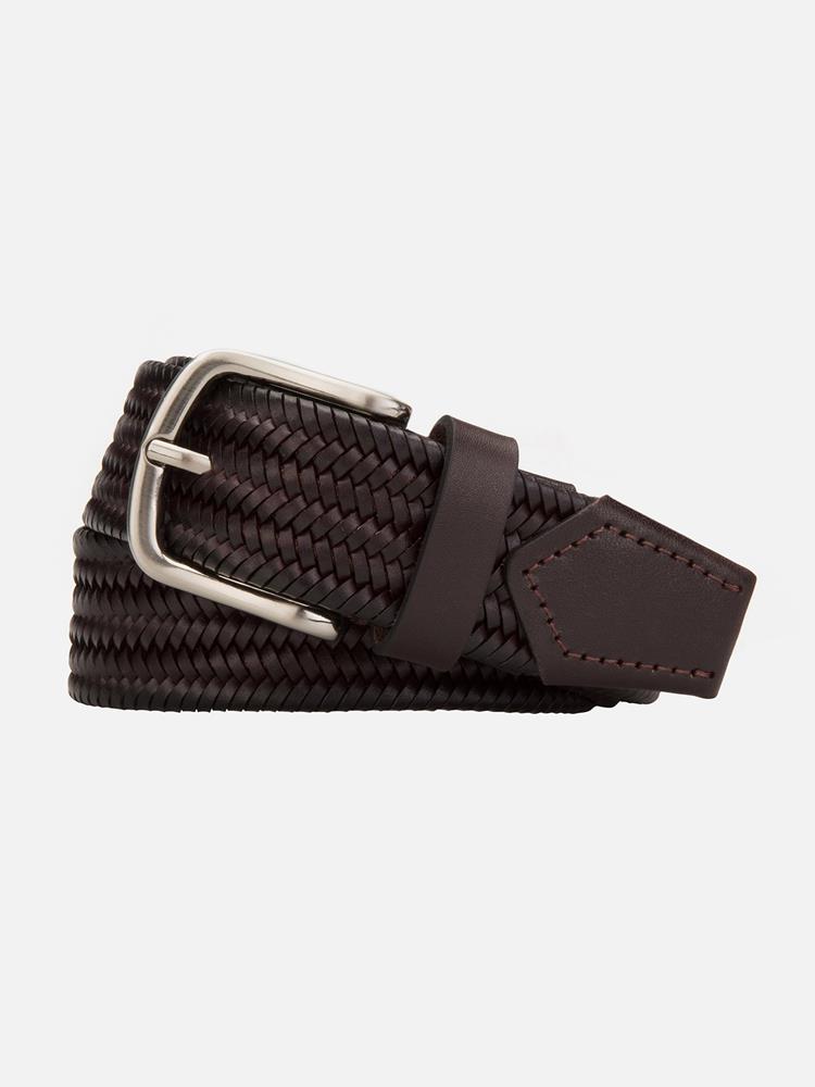Chocolate brown braided leather belt